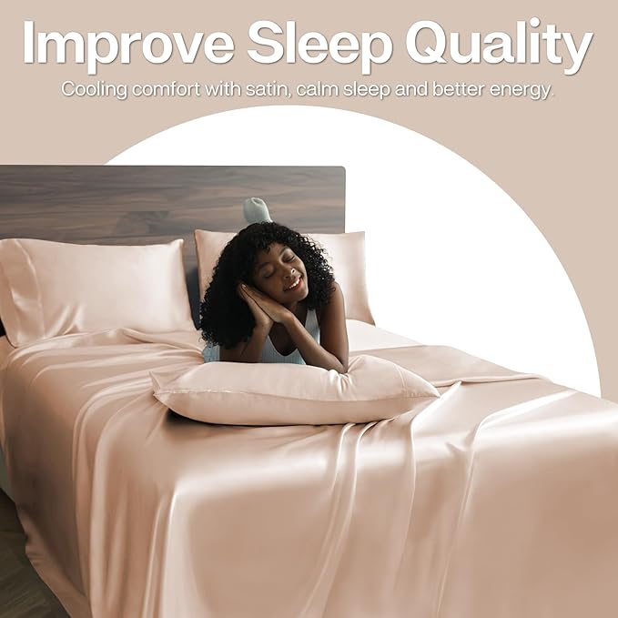 MR&HM Satin Pillowcase for Hair and Skin, Silk Satin Pillowcase 2 Pack, Queen Size Pillow Cases Set of 2, Silky Pillow Cover with Envelope Closure (20x30, Champagne) - Bloomnest