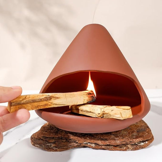 Terracotta Zongzi Palo Santo Holder–Elegant Sage Cone Incense Dish for Zen Meditation Altar, Energy Cleansing&Yoga Spa–Perfect for Mindfulness, Aromatherapy, Stress Relief&Spiritual Decor Gift MOUGIGI