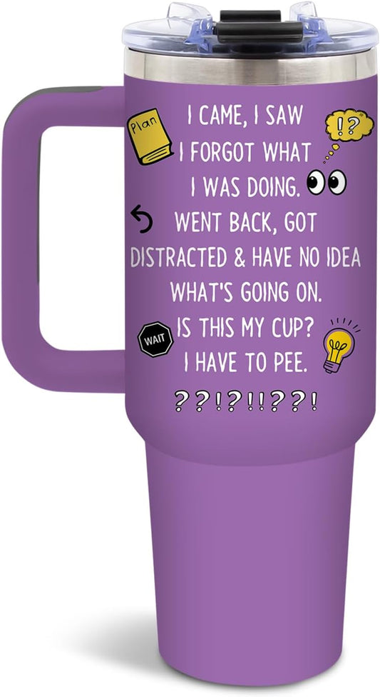 DUUV Birthday Gifts for Women Men, I Came I Saw I Forgot Tumbler 40 Oz, Gag Gifts for Grandma Grandpa Mom Dad Elderly Senior Citizen Old People, Gift for Retirement Birthday Christmas, 1PCS