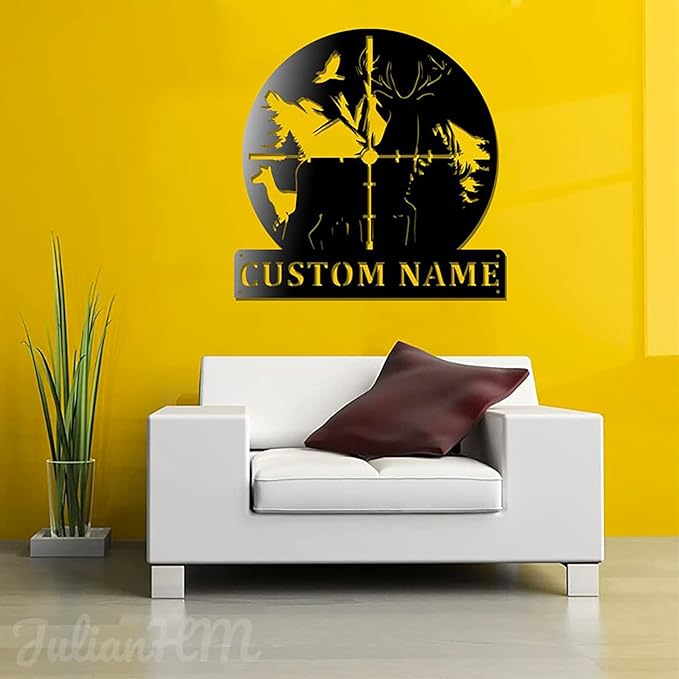 LOVELYPOD Personalized Hunting Metal Sign, Custom Deer Hunting Art With Led Lights, Steel, Rectangular, 12x18 - Bloomnest