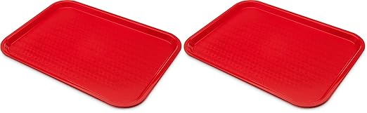 Carlisle FoodService Products CT121605 Café Standard Cafeteria/Fast Food Tray, 12" x 16", Red (Pack of 2) - Bloomnest