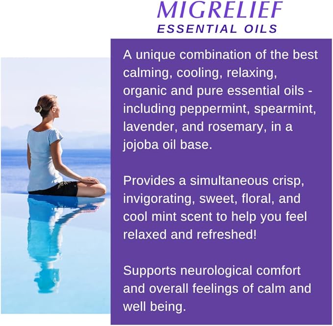 MigreLief Comfort Stick, Migraine and Headache Essential Oil Roll-On - Peppermint Lavender - 10ml - Bloomnest
