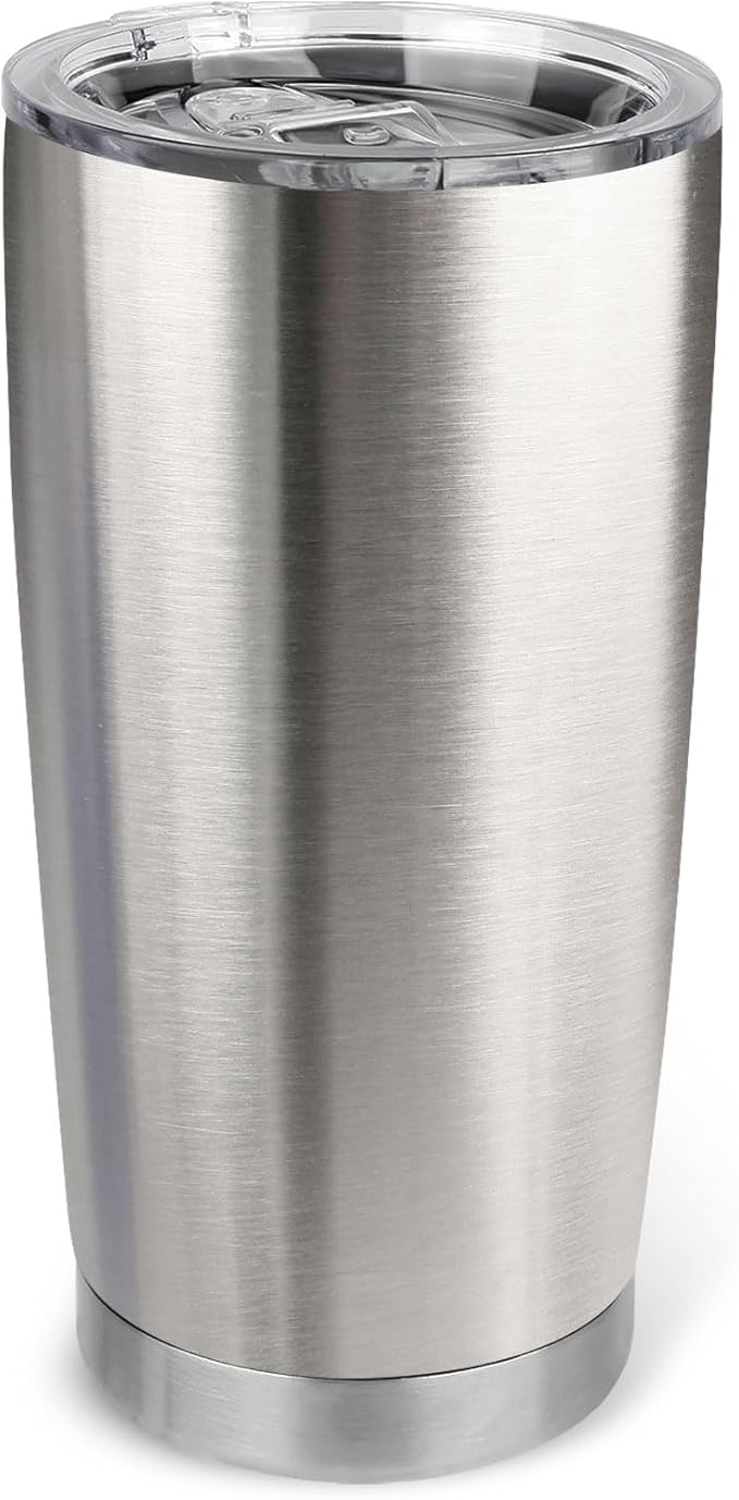 20oz Stainless Steel Tumbler with Lid, Travel Mug - Double Wall Vacuum Powder Coated Cup - Stainless steel, 1 Pack - Bloomnest