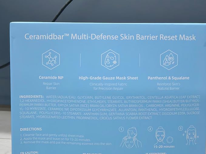 Ceramidbar Face Masks Skincare Set, ZealSea Derm Solution Sheet Mask for Multi-Trigger Sensitivity, Soothing & Calming, Strengthen & Restore Skin, Facial Mask with Cica & Ceramide, 10 Pack - Bloomnest