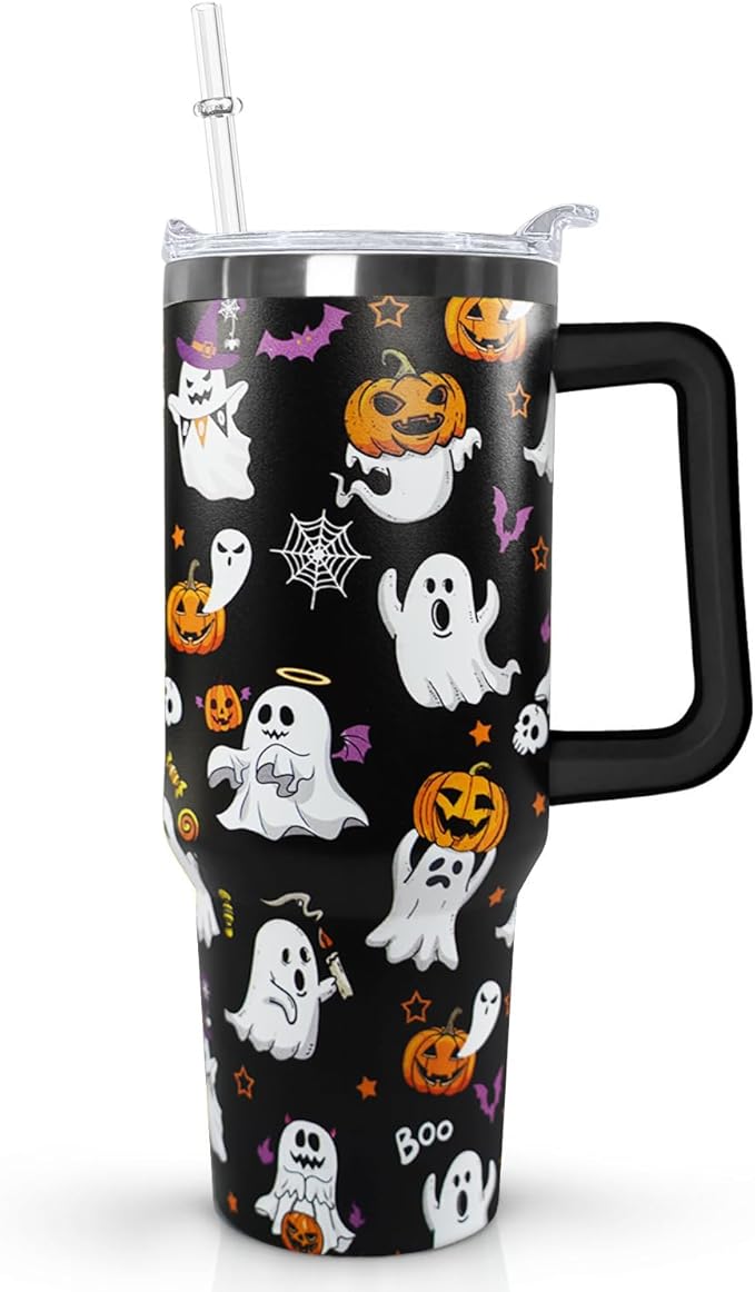 Ceovfoi 40 oz Halloween Boo Tumbler Insulated Stainless Tumbler,Goth Ghost Travel Coffee Cup Water Botter, Witch Goth Decor Halloween Gifts For Women - Bloomnest