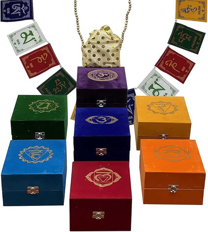 Chakra Singing Bowls Set Cuencos Tibetanos With Cushion Mallet Tulsi Beads Mala Tibetan Prayer Flag For Meditation Mindfulness - Style2 Size Medium TRUMIRI