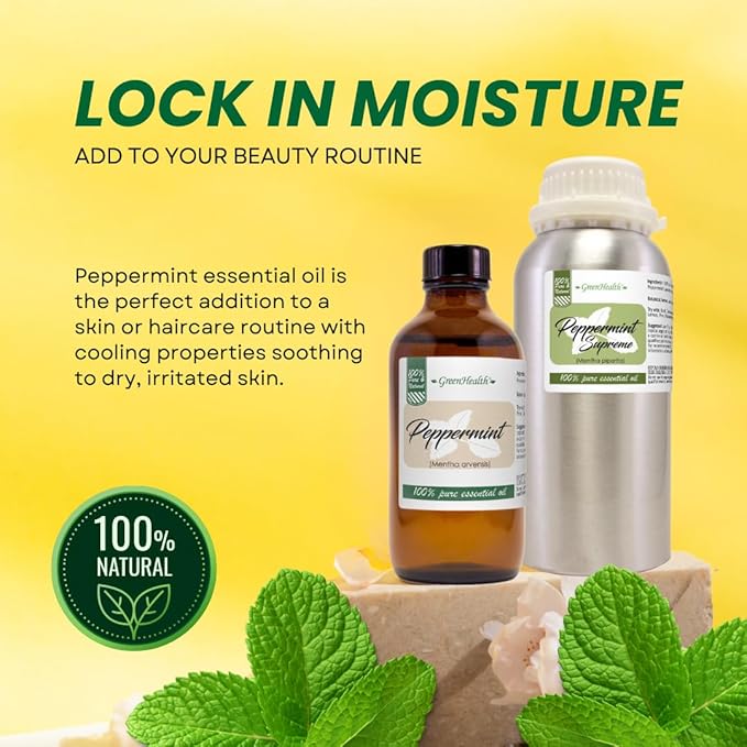 2-Pack Peppermint Essential Oil – 100% Pure Mentha Piperita – Two 1 fl oz Amber Glass Bottles – Aromatherapy, Diffusers – GreenHealth - Bloomnest
