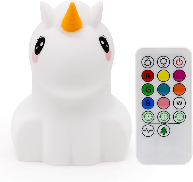 Large Unicorn Night Lights for Kids, 9 Colors silicone Bedside Table Lamps Baby Bedroom Lighting Nursery Children Tap lamp for Toddlers Boys Girls Adults Student Elder Bathroom Outdoor - Large - Bloomnest