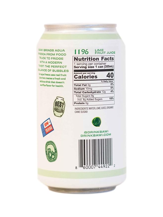 Bawi Agua Fresca Lime Flavored Sparkling Drink, 12 Fluid Ounces (Pack Of 12) - Bloomnest