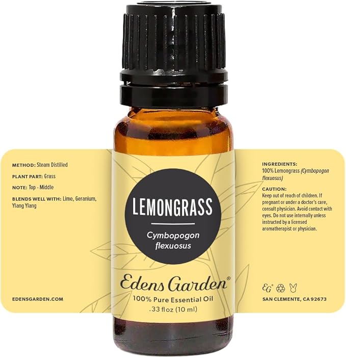 Edens Garden Lemongrass Essential Oil- 100% Pure Premium Grade, Undiluted, Natural, Therapeutic, Aromatherapy, The Best for Diffuser, Candle, Laundry, Humidifiers 10 ml (.33 fl oz) EdensGarden