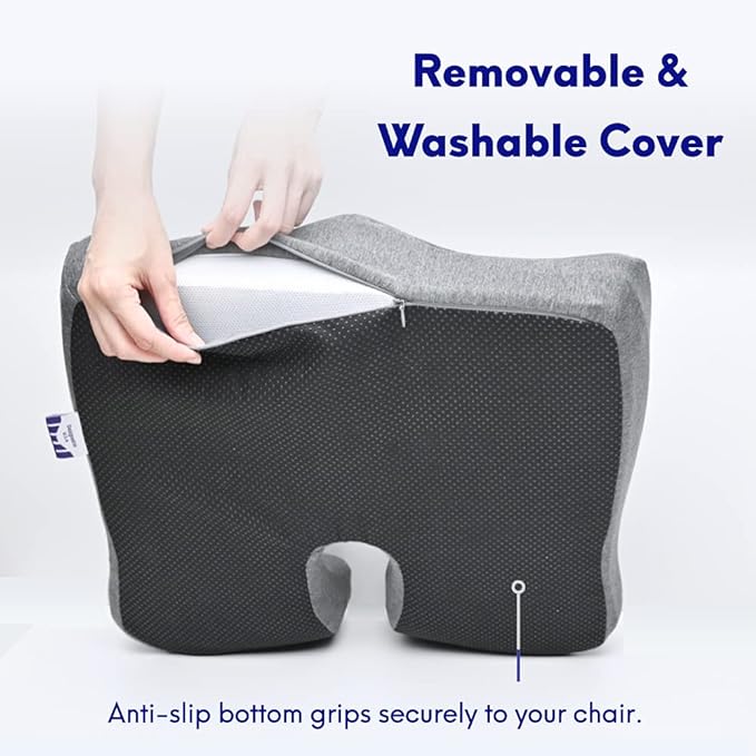 Cushion Lab Patented Pressure Relief Seat Cushion for Long Sitting Hours on Office & Home Chair - Extra-Dense Memory Foam for Soft Support. Car Pad for Hip, Tailbone, Coccyx, Sciatica - Black - Bloomnest