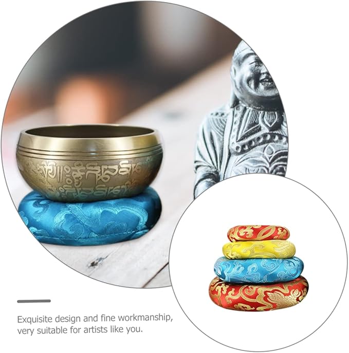 Nepal Handmade Buddha Sound Bowl Cushion Durable Singing Bowl Pad for Meditation Mindfulness Color Design for Practicing - Bloomnest