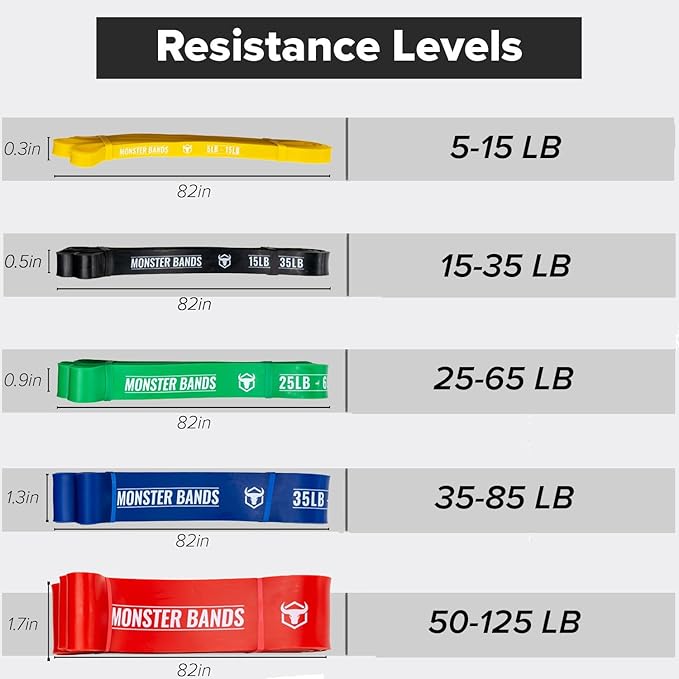 Pull Up Bands, Resistance Bands (Set of 5) – Pull Up Assistance Bands Set – Exercise Workout Bands for Working Out, Strength Training, Stretching & Physical Therapy - Bloomnest