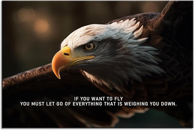 If You Want To Fly Animal Inspirational Canvas Wall Art Motivational Quotes Eagle Posters Picture Prints Modern Home Decor Painting Artwork for Office Stretched and Framed [12''W x 18''H] - Bloomnest