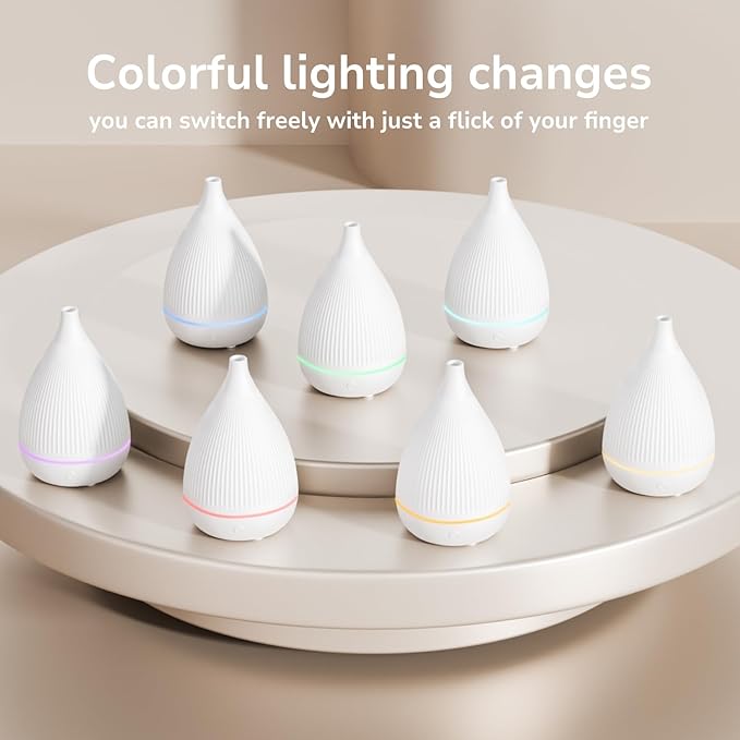 Ultrasonic Essential Oil Diffuser, Home Fragrance Aroma Diffuser with Auto Shut-Off, Color Change Night Light & Ultra-Quiet Operation, BPA-Free Portable Aromatherapy Humidifier for Home (White-2) - Bloomnest