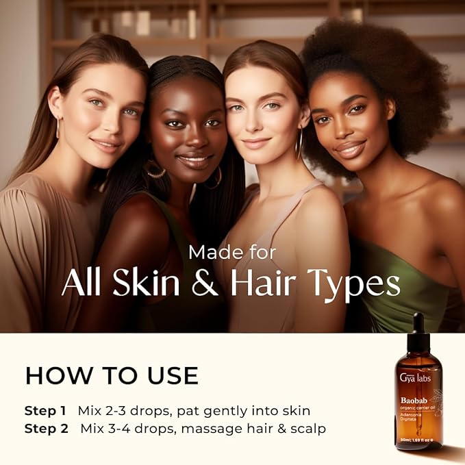 Gya Labs Baobab Carrier Oil - 1.7 Fl Oz - for Hair, Skin, Face, Scalp & Body Massage - Bloomnest
