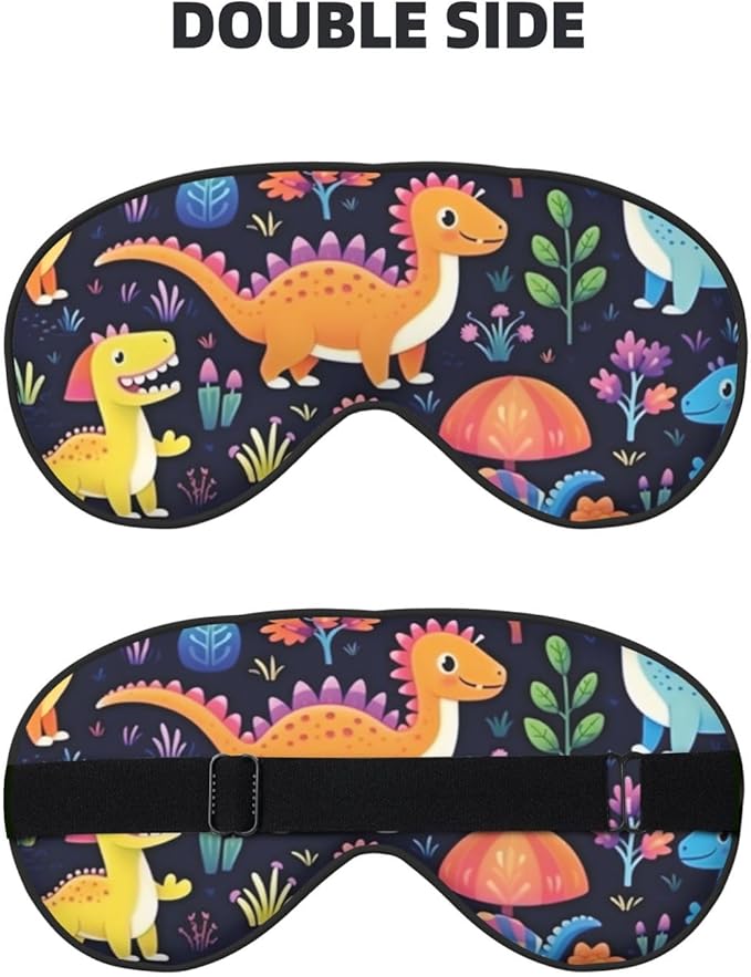 Sleep Eye Mask Cute Dinosaur Jungle Floral Sleep Mask for Women Men Comfortable Eye Mask with Adjustable Strap Soft Eye Cover Blindfold for Travel Yoga Nap Shift Work - Bloomnest