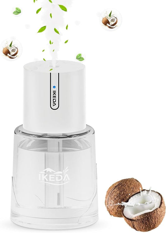 Ikeda Car Diffusers for Essential Oils,100ml Glass Car Essential Oil Diffuser, Smart Car Humidifier Diffuser, 3 Timers & 300 mAH Battery Operated Car Aroma Diffuser for Travel, Auto Shut-Off,White - Bloomnest