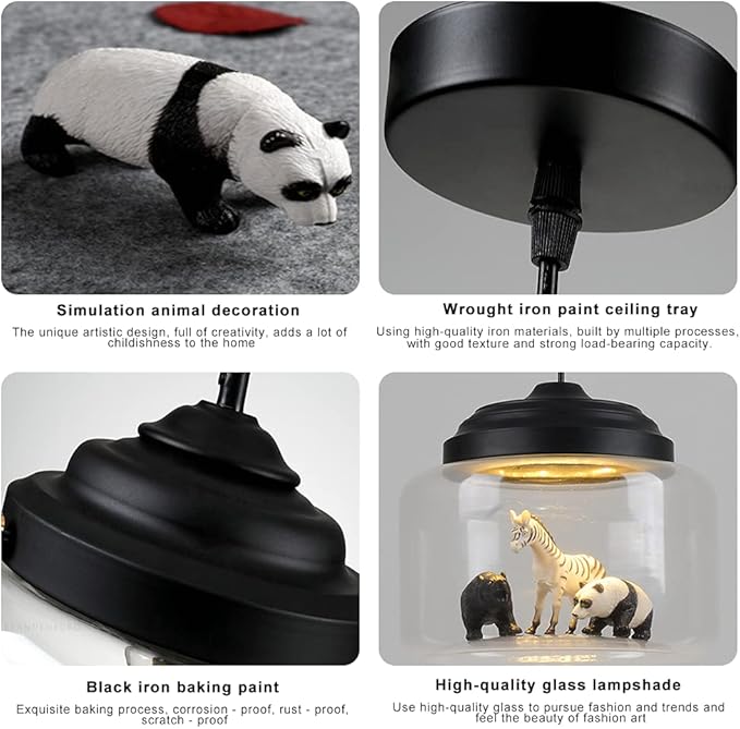 Children Room Chandelier Creative Animal Glass Pendant Light - 8" Wide Resin Cartoon Clear Glass Shaded Pendant Lamp for Boys and Girls Room Lighting Animal Ceiling Light Chandelier - Bloomnest