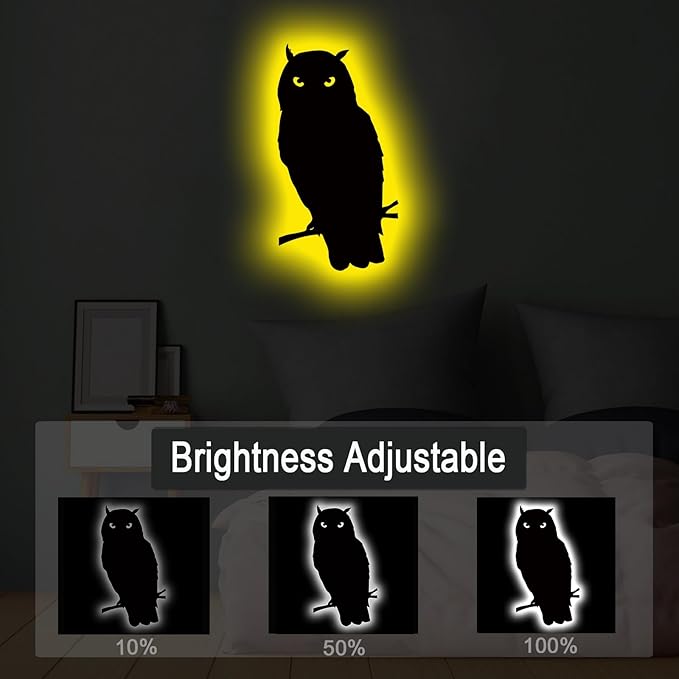 Owl Lamp Night Light Owl Decor Statue for Home Bedroom Gifts 16 Colors Changing Dimmable Indoor Outdoor Yard Wall Light - Bloomnest