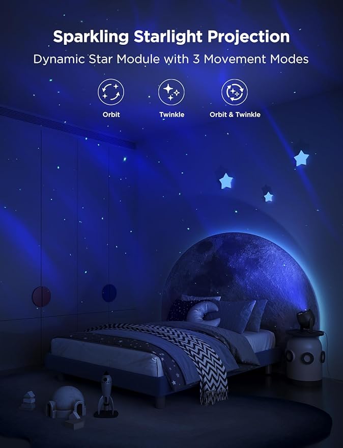 Govee Star Light Projector with 3 Aurora Flowing Effects, Star Projector Works with Matter, Alexa and Google Assistant, 16 Million Colors, 52 Scene Modes, Night Light Projector, Without Plug - Bloomnest