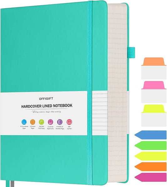 Lined Notebook Journal for Women Men, A5 College Ruled Notebook, 312 Numbered Pages Notebooks for Work, 100gsm Paper Daily Journal, Hardcover Vegan Leather Journals for Writing Office, Peacock Blue - Bloomnest