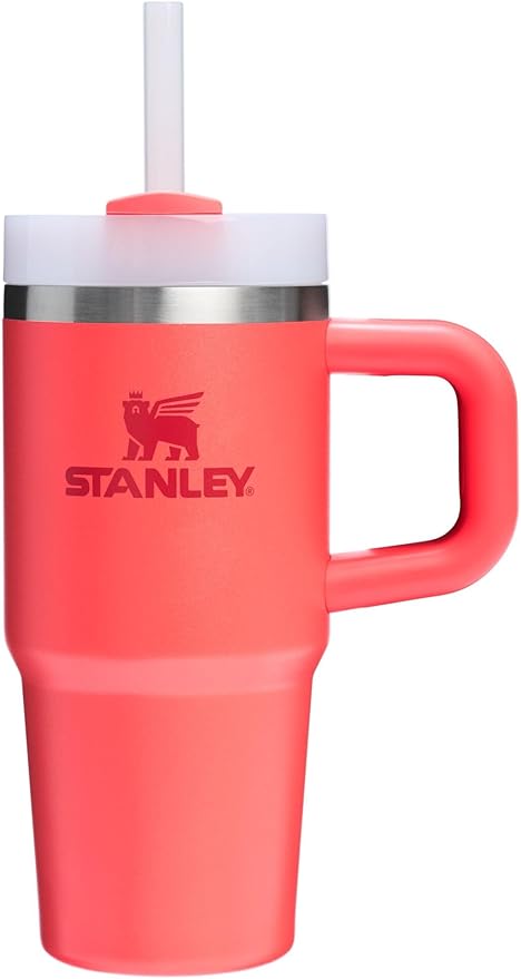 Stanley Quencher H2.0 Tumbler with Handle and Straw 14 oz | Flowstate 3-Position Lid | Cup Holder Compatible for Travel | Insulated Stainless Steel Cup | BPA-Free | Hot Coral