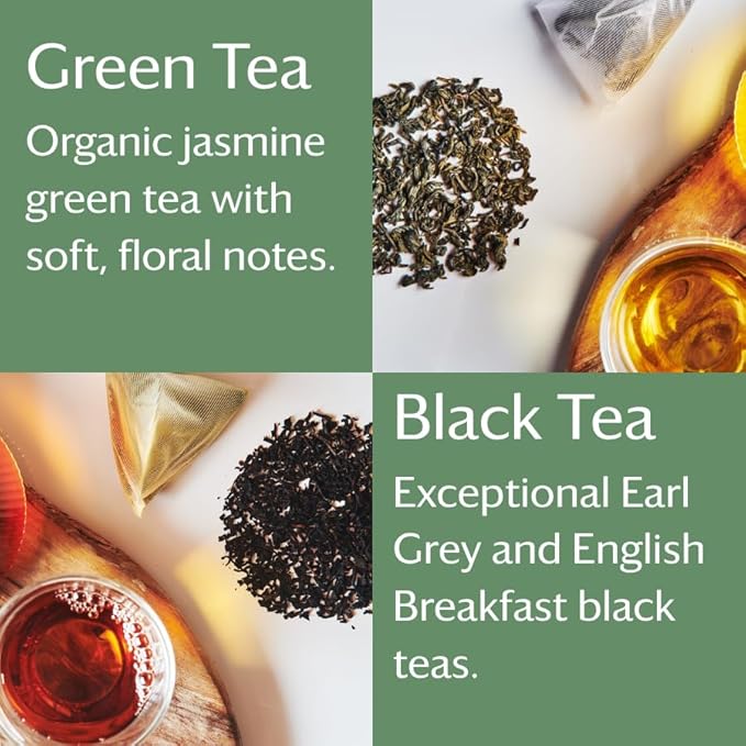 Grace Farms Tea Variety 108 Count Envelopes | Black, Green, and Herbal Individually Wrapped Tea Bags (6 flavors × 18 each) | Fair Trade, USDA Organic, Kosher Tea Variety Pack - Bloomnest