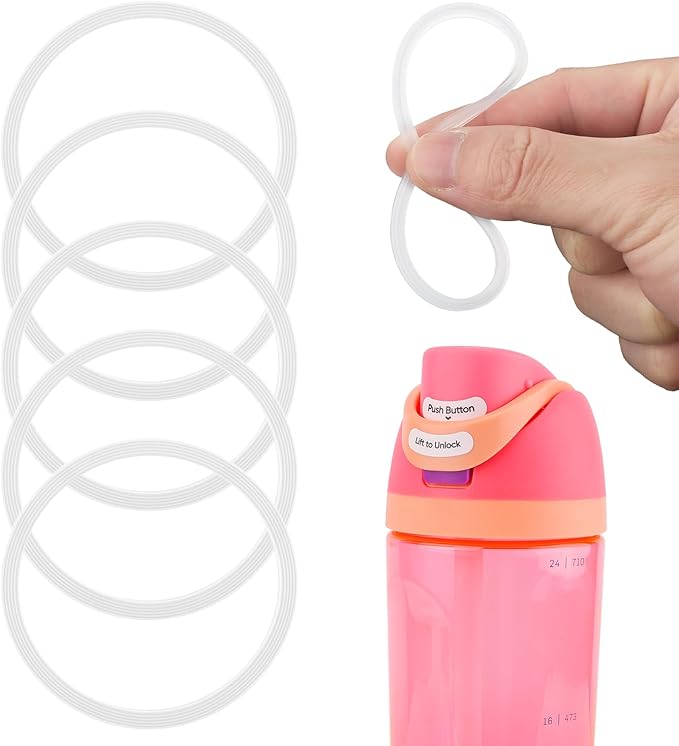 6 Pack Water Bottle Gasket Replacement for Owala FreeSip, Silicone Lid Seal O Ring Sealing Gaskets Replacement Parts Accessories Compatible with Owala Stainless Steel Cup (Clear) PEUTIER