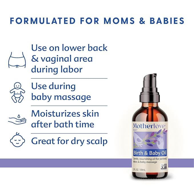 Motherlove Birth & Baby Oil (2 oz) Gentle Lavender-Infused Oil for Perineal, Labor & Baby Massage—Non-GMO, Organic Herbs - Bloomnest