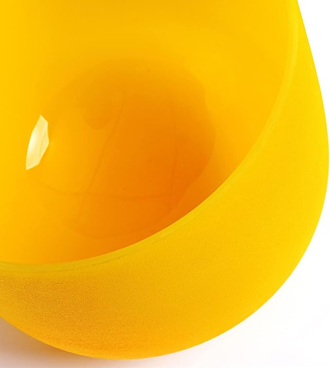 TERRITORY E Note Solar Plexus Chakra Yellow Colored Quartz Frosted Crystal Singing Bowl 8 inch - Bloomnest