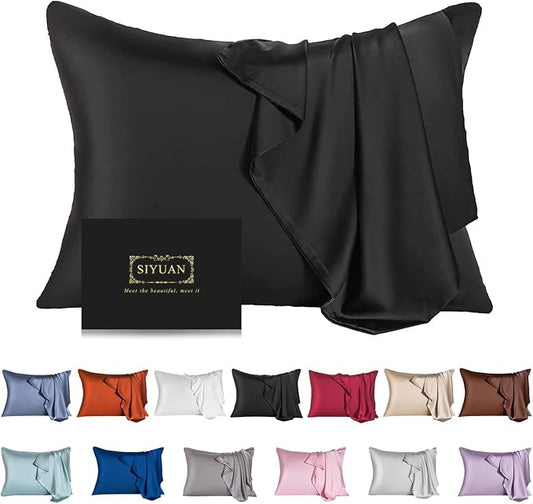 Mulberry Silk Pillowcase for Hair and Skin,King Size Cooling Silk Pillow Case with Hidden Zipper,Allergen Proof Dual Sides Soft Breathable Smooth Silk Pillow Cover for Women(King,Black) - Bloomnest