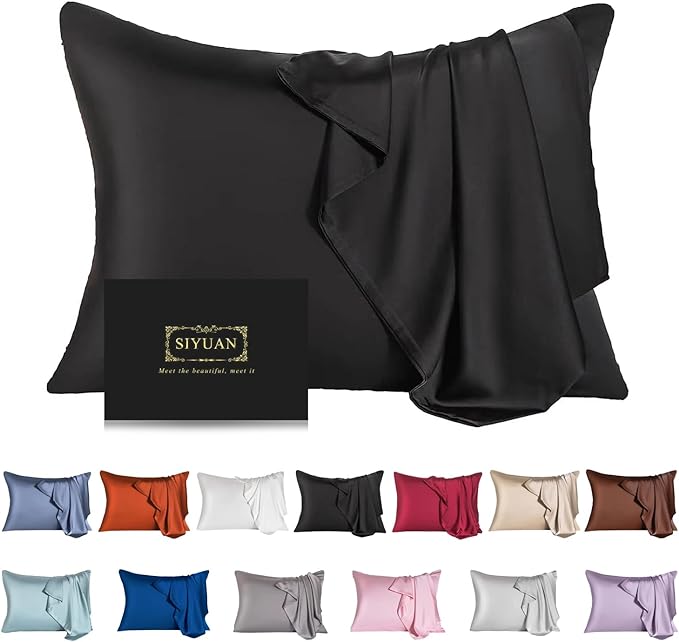 Mulberry Silk Pillowcase for Hair and Skin,Queen Size Cooling Silk Pillow Case with Hidden Zipper,Allergen Proof Dual Sides Soft Breathable Smooth Silk Pillow Cover for Women(Queen,Black) - Bloomnest