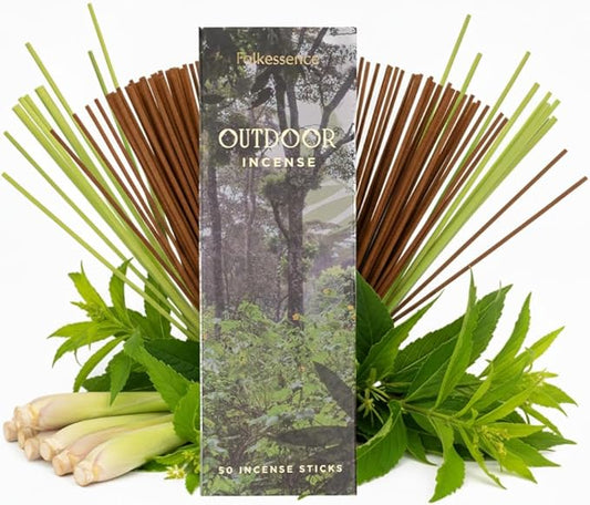 Folkulture Citronella Incense Sticks | Pack of 50 Long 12” Citronella & Lemongrass Incense Sticks | Slow Burn, Non Toxic, Organic |for Patios, Gardens, Camping, BBQs & Outdoor Gatherings