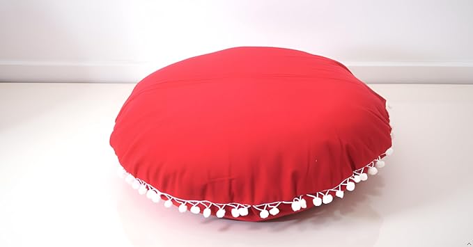 CRAFT KALA Meditation Floor Pillow Cover, Round Large Pillows Cover Seating for Adults, Bohemian Mandala Circle Cushions Cover for Outdoor Fireplace Yoga Living Room (Red, 22" Round) - Bloomnest