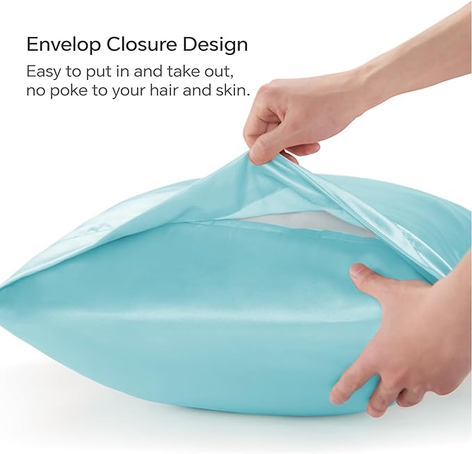 BEDELITE Satin Body Pillow Cover, Super Soft and Cooling Body Pillow Pillowcase for Hair and Skin, Breathable Silky Full Long Pillowcase Cover(20"x54", Blue) - Bloomnest
