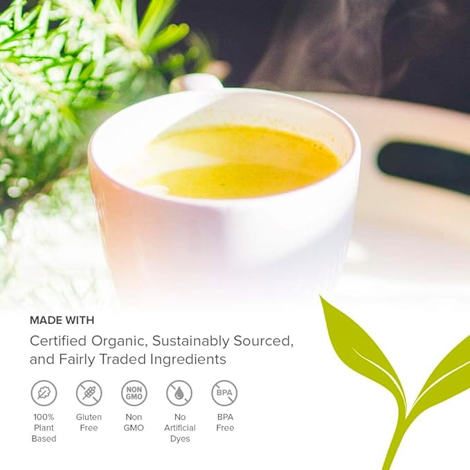 Banyan Botanicals Turmeric Milk – Organic Turmeric Latte Mix with Ashwagandha & Cardamom – Instant Caffeine Free Golden Milk with Maple Sugar – 4.3 oz, 26 servings –Non GMO Sustainably Sourced Vegan - Bloomnest