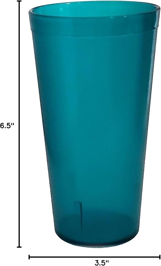 Party Outlaw Teal Plastic Cup Tumblers 6 Pc 20oz Lightweight, Heavy Duty Stackable Cafe Style Plastic Glasses. Reusable & Dishwasher Safe Ice Tea & Water Cups - Bloomnest