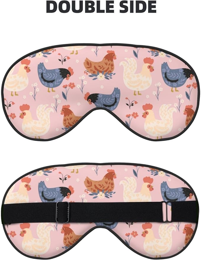 Sleep Mask Cute Chickens and Flowers Comfortable Eye Mask with Adjustable Strap Soft Eye Cover Blindfold for Travel Yoga Nap Shift Work - Bloomnest