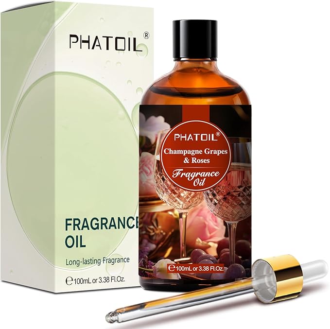 PHATOIL Champagne Grapes & Roses Fragrance Oils for Aromatherapy, 3.38FL.OZ Diffuser Oils for Home, Perfect for Aromatherapy, Humidifiers, Yoga, DIY Candle and Soap Making - 100ml - Bloomnest