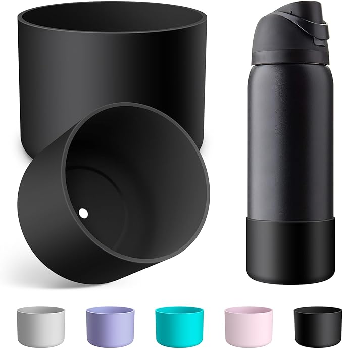 2PCS Silicone Water Bottle Boot for Owala 24oz 32oz 40oz, Anti-Slip Protective Sleeve Bottom Bumper Protector for FreeSip, Twist, and Flip Stainless Steel Water Bottles Alwenid