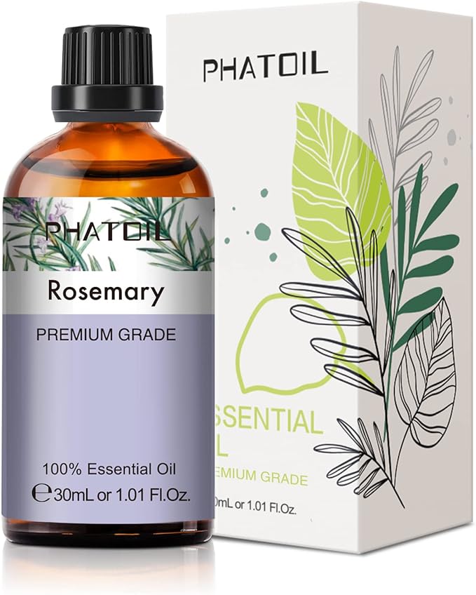 Rosemary Essential Oil 1.01fl.oz/30ml, PHATOIL Premium Rosemary Oils Long Lasting Scents for Aromatherapy, Diffuser, DIY Soap and Candle Making PHATOIL
