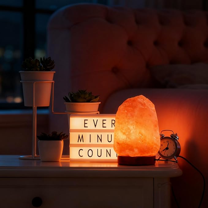 7-Color Himalayan Salt lamp，Wooden Base，Room Decor, Home Decor, Relaxation, Ambiance,Christmas、Birthday Gift for Kids - Bloomnest