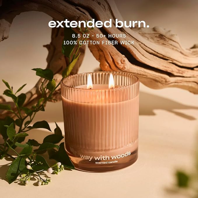 Way with Woods Luxury Scented Candle by Snif, Inviting, Crisp Scent, 50+ Hours, 100% Cotton Fiber Wicks, Soy Wax Blend, Non-Toxic, Vegan, 8.5 oz - Bloomnest
