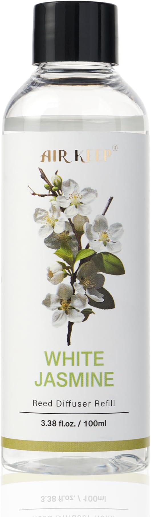 Airkeep Reed Diffuser Oil Refill/White Jasmine/3.38oz（100ml/1 Pack/Scented Oil Refill for Reed Diffuser Home Fragrance for Bedroom, Bathroom Office Home Decor - Bloomnest