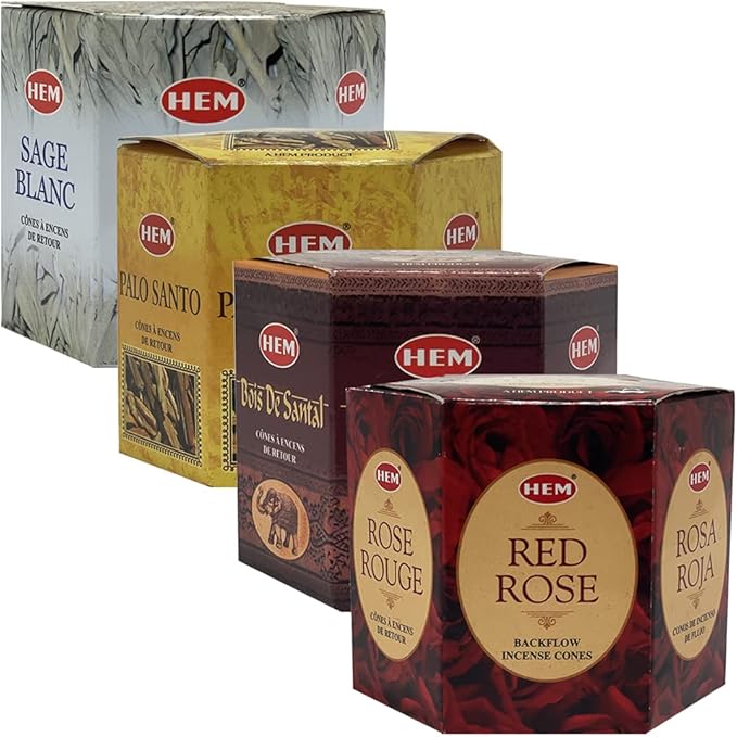 TRUMIRI Incense Cones - Variety Pack of 4 Fragrances (White Sage, Palo Santo, Sandalwood, Red Rose) - 160 Cones (4 Sets of 40) - Aromatic Incense for Waterfall and Mat Bundle TRUMIRI