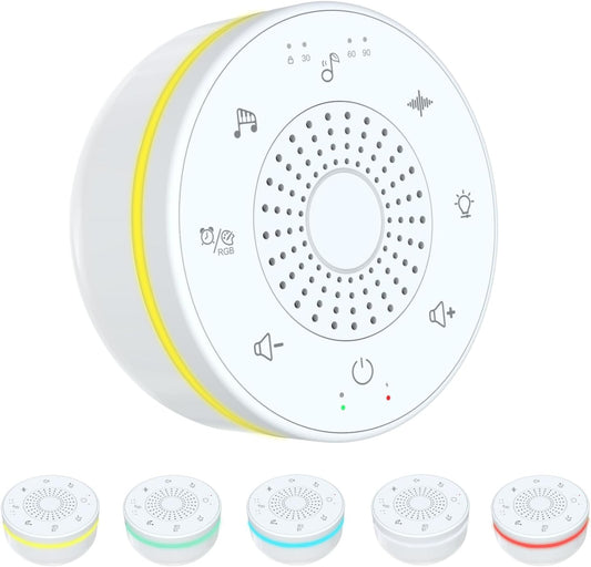Portable White Noise Sound Machine with 30 Soothing Sounds,5 Color Night Light,3 Timers, Memory Function, Child Lock, White Noise Machine for Baby Adults Kids Sleeping Travel Office Privacy