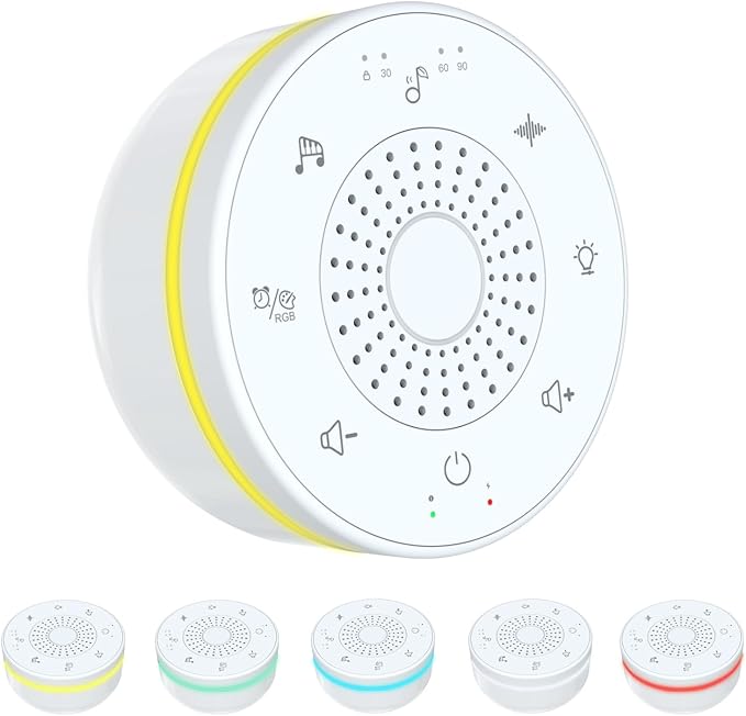 Portable White Noise Sound Machine with 30 Soothing Sounds,5 Color Night Light,3 Timers, Memory Function, Child Lock, White Noise Machine for Baby Adults Kids Sleeping Travel Office Privacy - Bloomnest