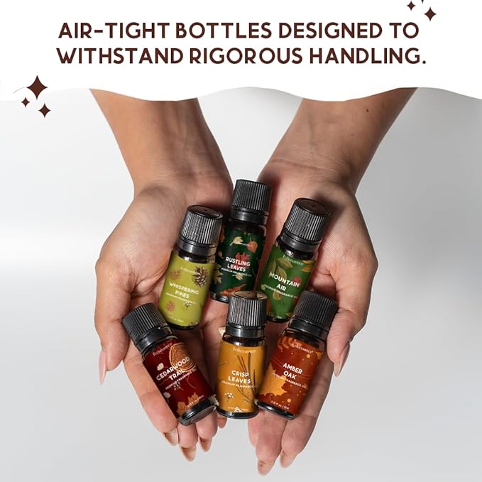 Folkulture Essential Oils for Home | Set of 6 (0.34 fl oz x 6) Fall Essential Oil or Diffuser Oils for Relaxation | Cedarwood Essential Oil or Fall Scents | Amber Oak Fall Essentials for Women - Bloomnest