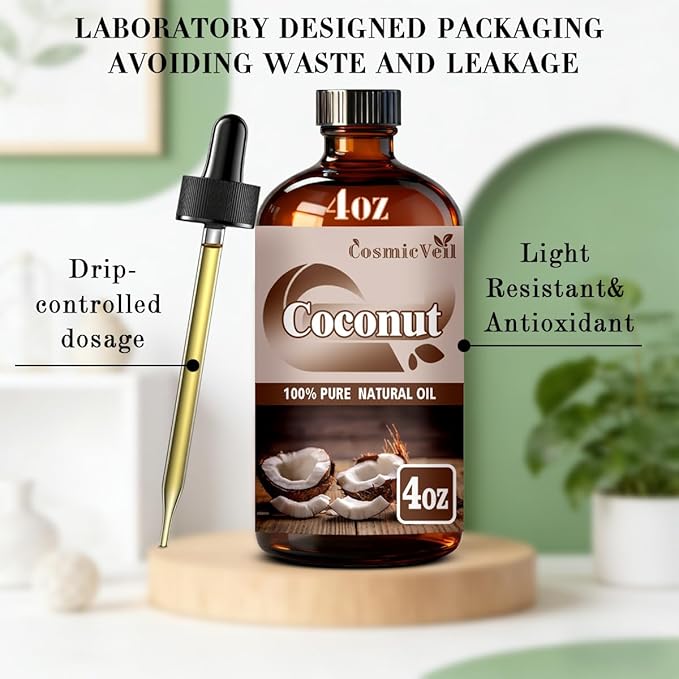 Coconut Essential Oil Fragrance Oil for Aroma Diffuser,Humidifier,Home Fragrance,Cleaning,Body Care,Massage,Yoga,DIY Candle,DIY Soap CosmicVeil（Coconut，4 Fl Oz (Pack of 1)） Cosmicveilessentialoil